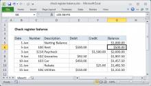 Excel formula: Check register balance